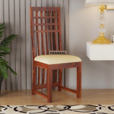 Amer Solid Sheesham Wood High Back Chair With Cushioned Seat (Natural Finish)